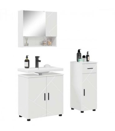 vidaXL Bathroom Furniture Set with Drawer 3 pcs High Gloss White