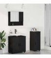 vidaXL Bathroom Furniture Set 3 pcs Black Engineered wood & Metal — V0672002455