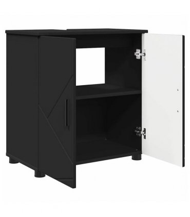 vidaXL Bathroom Furniture Set 3 pcs Black Engineered wood & Metal — V0672002455