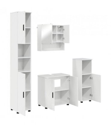 vidaXL Bathroom Furniture Set Wall-mounted 4 pcs High Gloss White