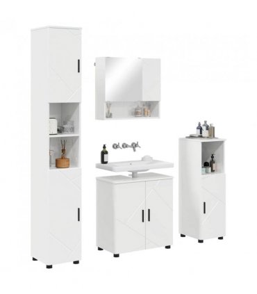 vidaXL Bathroom Furniture Set Wall-mounted 4 pcs High Gloss White