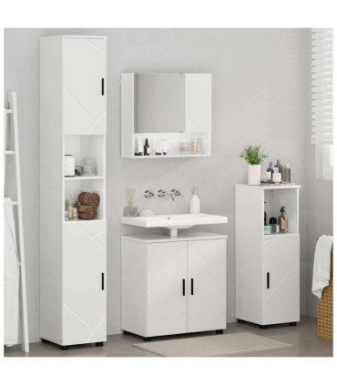 vidaXL Bathroom Furniture Set Wall-mounted 4 pcs High Gloss White
