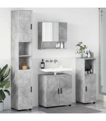 vidaXL Bathroom Furniture Set Wall-mounted 4 pcs Concrete Grey