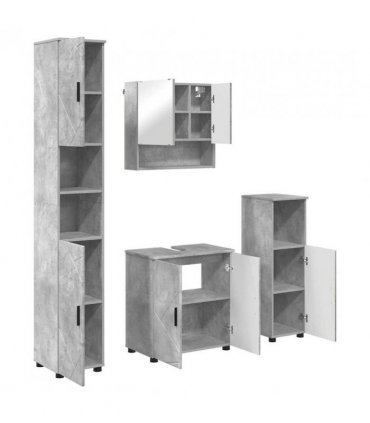 vidaXL Bathroom Furniture Set Wall-mounted 4 pcs Concrete Grey