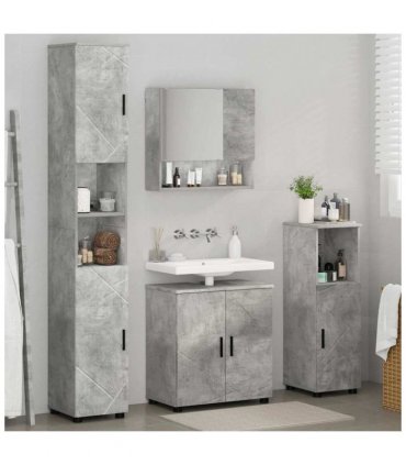 vidaXL Bathroom Furniture Set Wall-mounted 4 pcs Concrete Grey