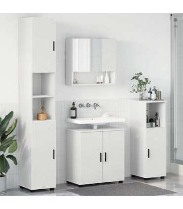 vidaXL Bathroom Furniture Set 4 pcs White Engineered wood & Metal