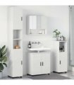 vidaXL Bathroom Furniture Set 4 pcs White Engineered wood & Metal