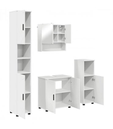 vidaXL Bathroom Furniture Set 4 pcs White Engineered wood & Metal