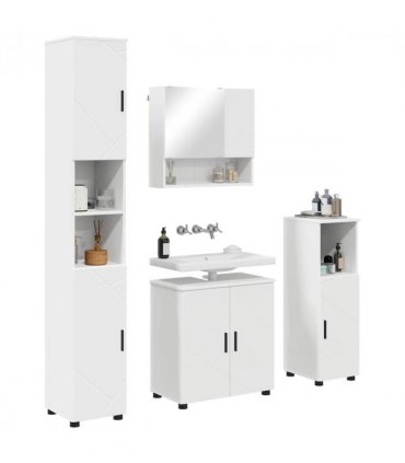 vidaXL Bathroom Furniture Set 4 pcs White Engineered wood & Metal