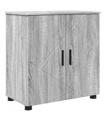vidaXL Bathroom Furniture Set Wall-mounted with Door 4 pcs Grey Sonoma