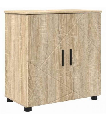 vidaXL Bathroom Furniture Set 4 pcs Sonoma Oak Engineered wood & Metal