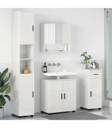 vidaXL Bathroom Furniture Set with Drawer 4 pcs High Gloss White