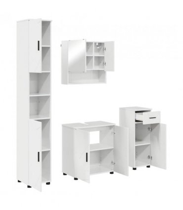 vidaXL Bathroom Furniture Set with Drawer 4 pcs High Gloss White