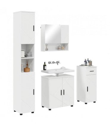 vidaXL Bathroom Furniture Set with Drawer 4 pcs High Gloss White