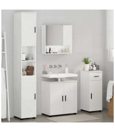 vidaXL Bathroom Furniture Set with Drawer 4 pcs High Gloss White