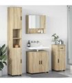 vidaXL Bathroom Furniture Set 4 pcs Sonoma Oak Engineered wood & Metal — V0672002464