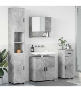 vidaXL Bathroom Furniture Set with Drawer 4 pcs Concrete Grey