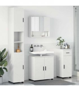 vidaXL Bathroom Furniture Set 4 pcs White Engineered wood & Metal — V0672002468