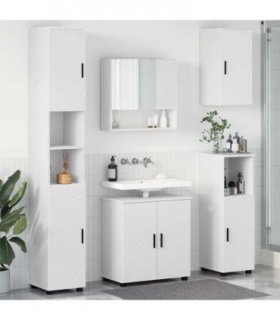 vidaXL Bathroom Furniture Set 5 pcs White Engineered wood & Metal