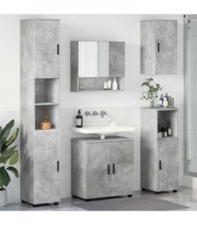 vidaXL Bathroom Furniture Set Wall-mounted 5 pcs Concrete Grey