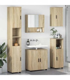 vidaXL Bathroom Furniture Set 5 pcs Sonoma Oak Engineered wood & Metal