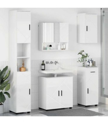 vidaXL Bathroom Furniture Set with Drawer 5 pcs High Gloss White