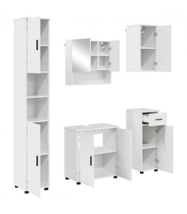 vidaXL Bathroom Furniture Set with Drawer 5 pcs High Gloss White