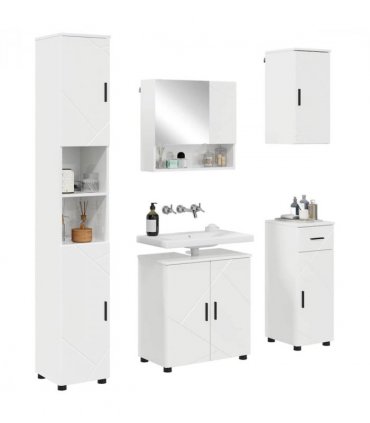 vidaXL Bathroom Furniture Set with Drawer 5 pcs High Gloss White