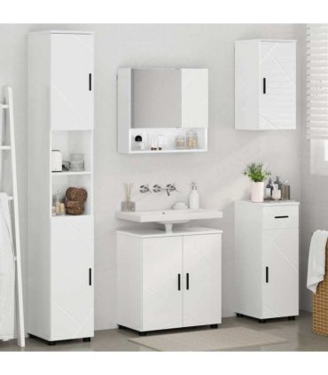 vidaXL Bathroom Furniture Set with Drawer 5 pcs High Gloss White