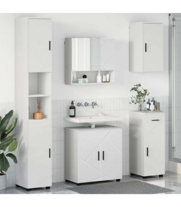 vidaXL Bathroom Furniture Set 5 pcs White Engineered wood & Metal — V0672002477