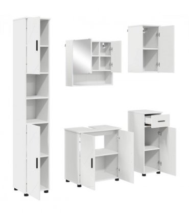 vidaXL Bathroom Furniture Set 5 pcs White Engineered wood & Metal — V0672002477