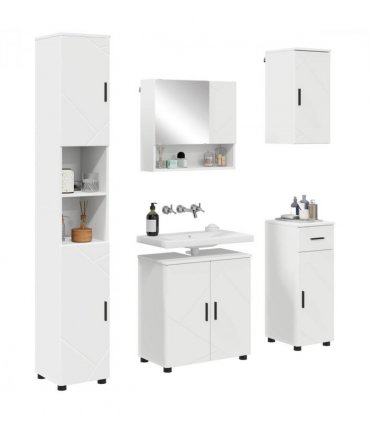 vidaXL Bathroom Furniture Set 5 pcs White Engineered wood & Metal — V0672002477