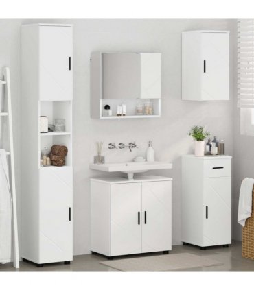 vidaXL Bathroom Furniture Set 5 pcs White Engineered wood & Metal — V0672002477