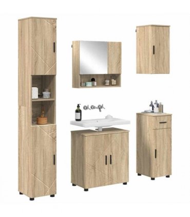 vidaXL Bathroom Furniture Set 5 pcs Sonoma Oak Engineered wood & Metal — V0672002480