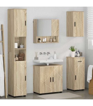 vidaXL Bathroom Furniture Set 5 pcs Sonoma Oak Engineered wood & Metal — V0672002480