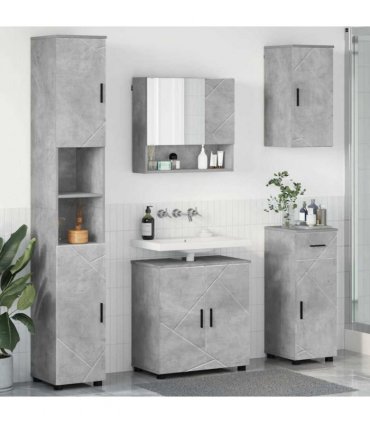 vidaXL Bathroom Furniture Set with Drawer 5 pcs Concrete Grey