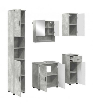 vidaXL Bathroom Furniture Set with Drawer 5 pcs Concrete Grey