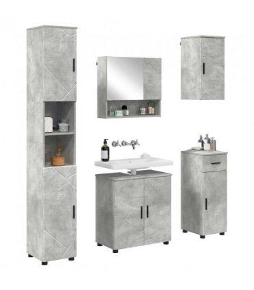vidaXL Bathroom Furniture Set with Drawer 5 pcs Concrete Grey