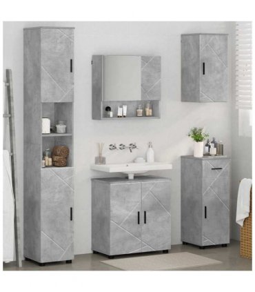 vidaXL Bathroom Furniture Set with Drawer 5 pcs Concrete Grey