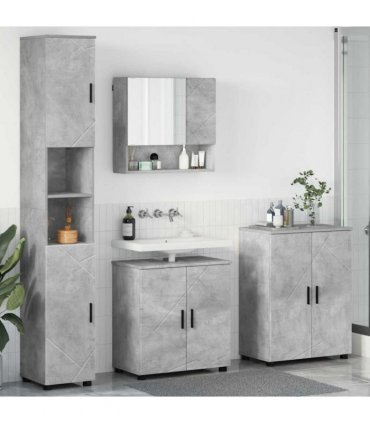 vidaXL Bathroom Furniture Set Wall-mounted 4 pcs Concrete Grey — V0672002483
