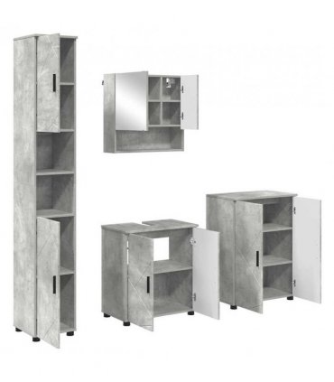 vidaXL Bathroom Furniture Set Wall-mounted 4 pcs Concrete Grey — V0672002483