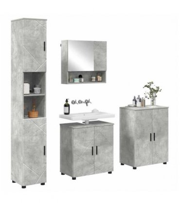 vidaXL Bathroom Furniture Set Wall-mounted 4 pcs Concrete Grey — V0672002483