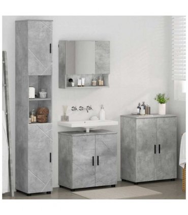 vidaXL Bathroom Furniture Set Wall-mounted 4 pcs Concrete Grey — V0672002483
