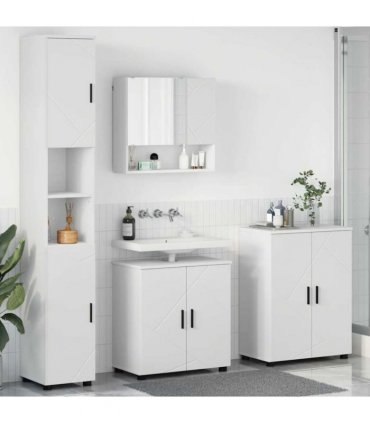 vidaXL Bathroom Furniture Set 4 pcs White Engineered wood & Metal — V0672002485