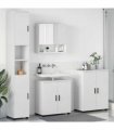 vidaXL Bathroom Furniture Set 4 pcs White Engineered wood & Metal — V0672002485
