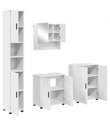 vidaXL Bathroom Furniture Set 4 pcs White Engineered wood & Metal — V0672002485