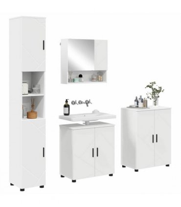 vidaXL Bathroom Furniture Set 4 pcs White Engineered wood & Metal — V0672002485