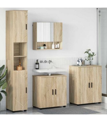 vidaXL Bathroom Furniture Set 4 pcs Sonoma Oak Engineered wood & Metal — V0672002486