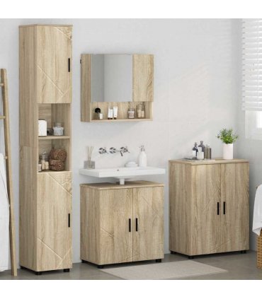 vidaXL Bathroom Furniture Set 4 pcs Sonoma Oak Engineered wood & Metal — V0672002486
