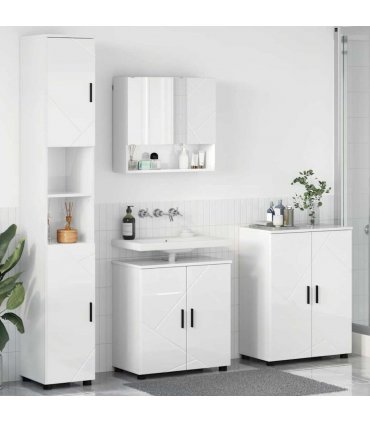 vidaXL Bathroom Furniture Set Wall-mounted 4 pcs High Gloss White — V0672002487